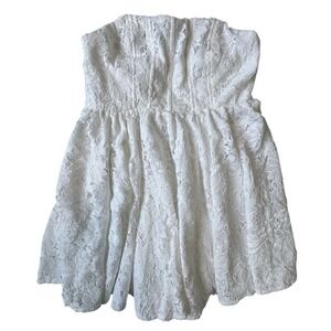 Cherley White Floral Lace Strapless Mini Dress Wedding Bridal Size L New